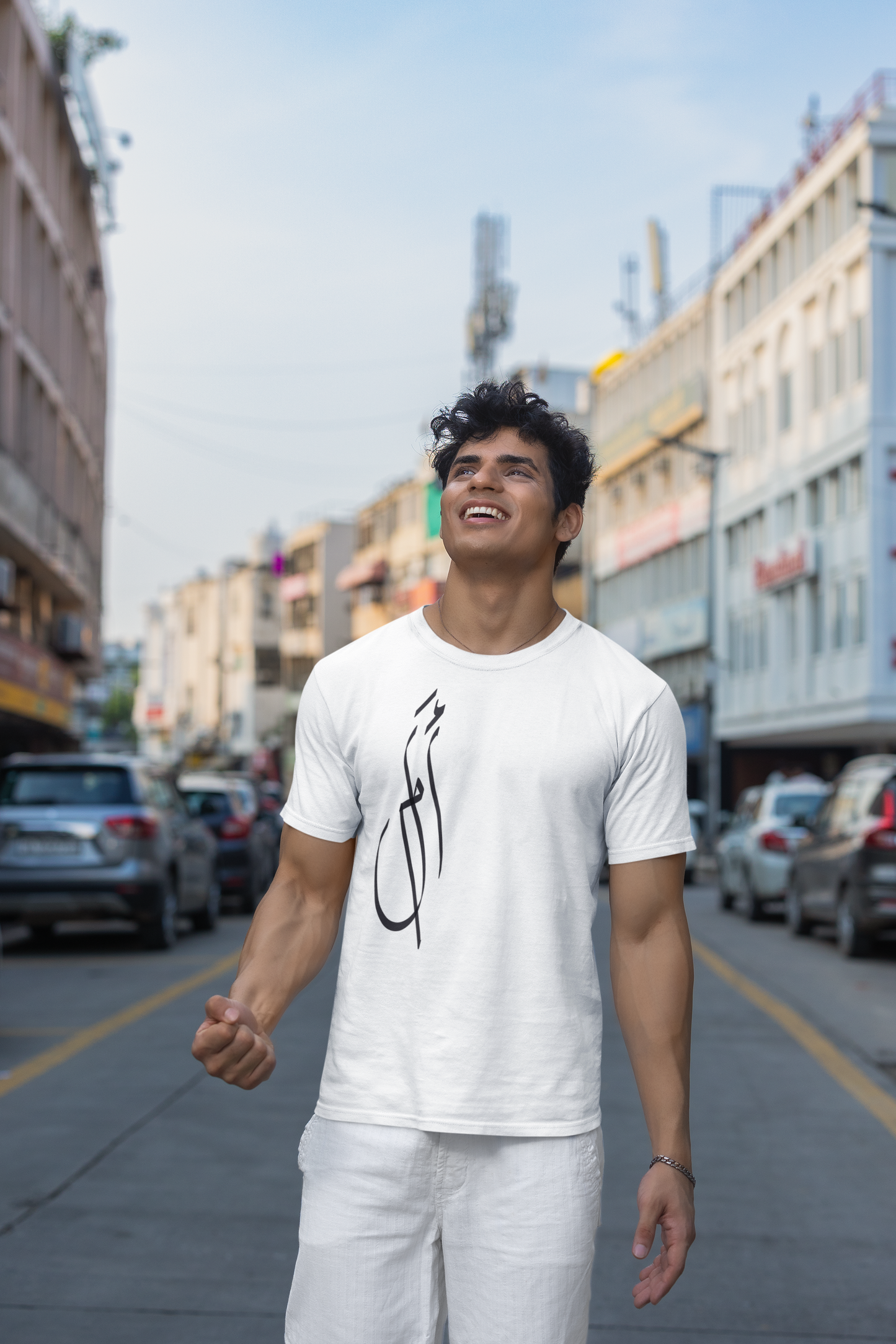 Short sleeve T shirt Arabic calligraphy أمل hope